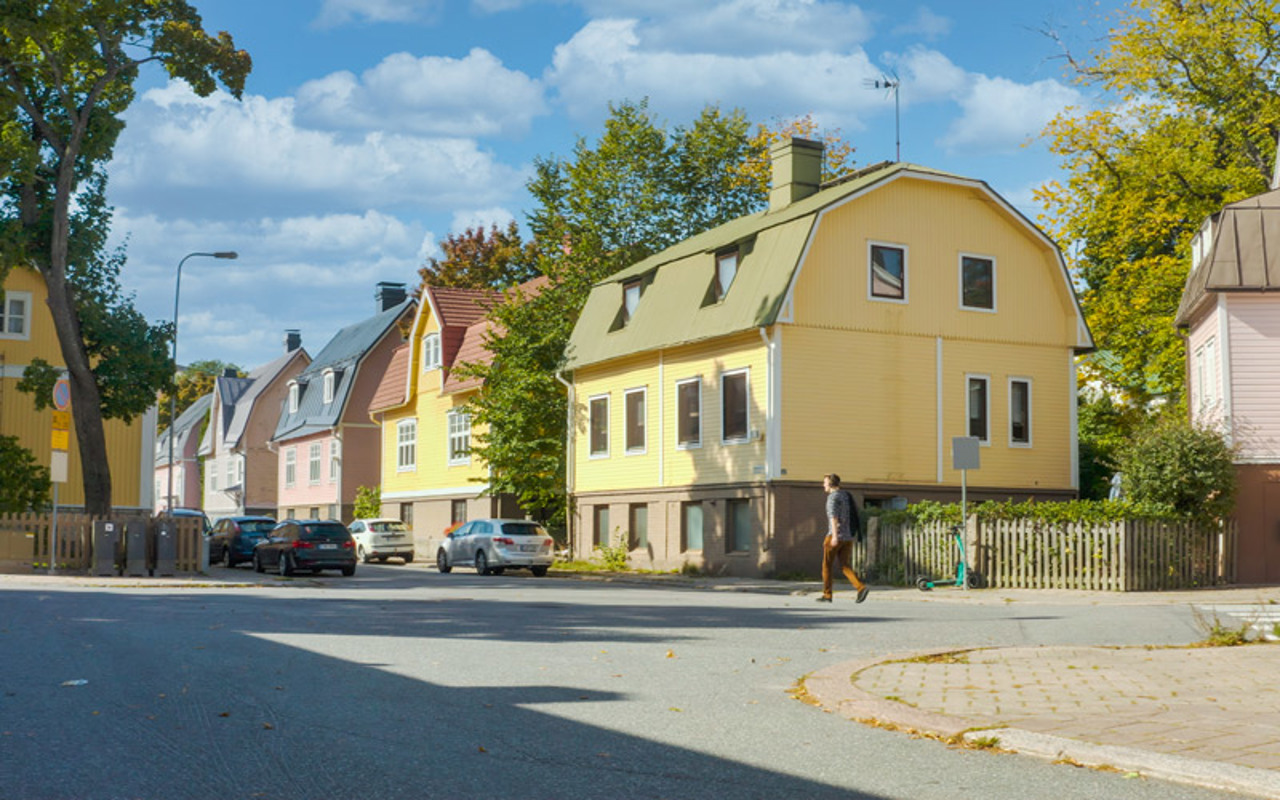 Idyllistä omakotitaloaluetta Turun Kähärissä.