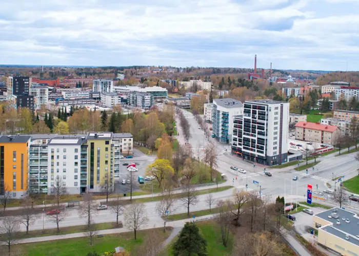 Ilmakuvanäkymä Nokian keskustasta-alueesta