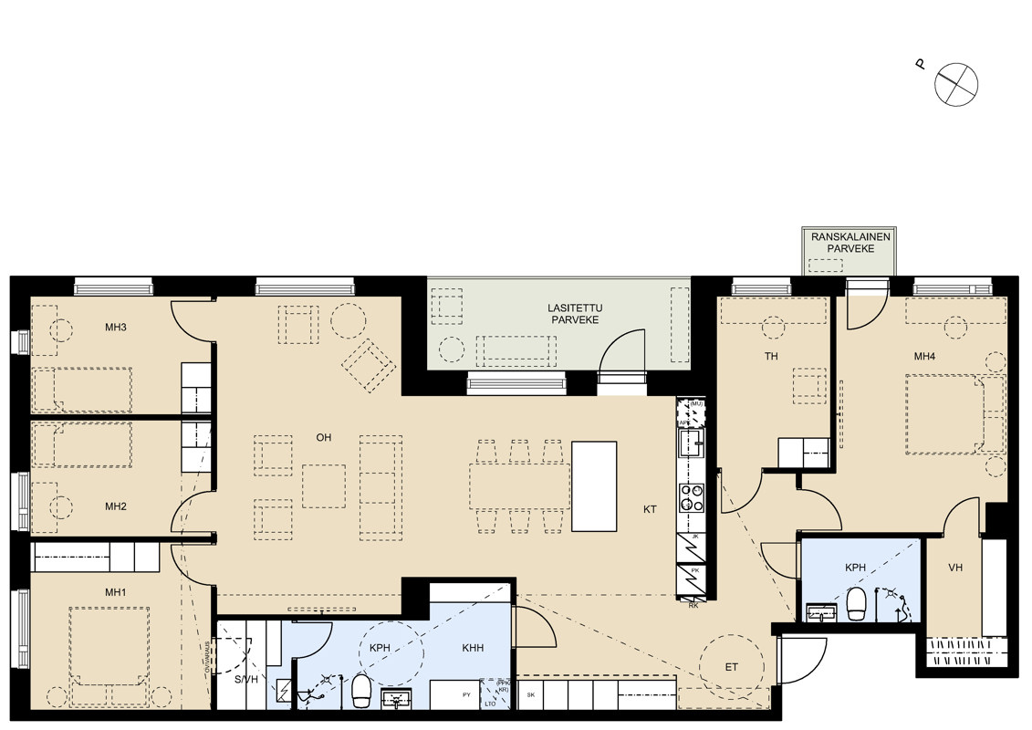 Turun Skalan yhdistelmäasunnon pohjakuva vaihtoehto C