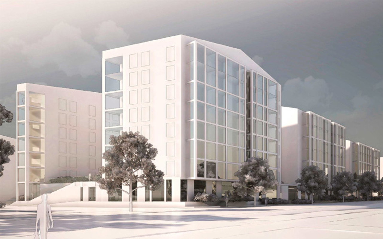 Julkisivunäkymäluonnos Lauttasaaren Heikkiläntielle suunnitteille olevasta uudesta  asuinkorttelista