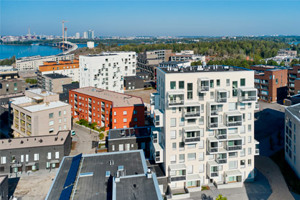 Kesäinen ilmakuvanäkymä Helsingin Kruunuvuorenrannasta