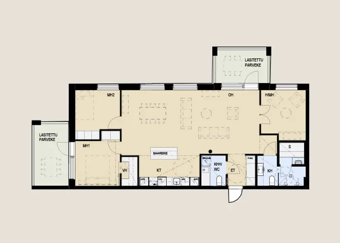 Nokian Poutuntie 2 asuntopohja 102 m2, neliö