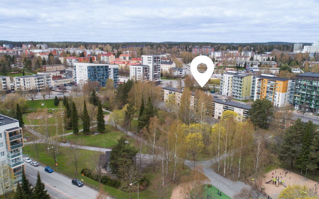Ilmakuva Nokian Poutuntien asuinrakennuksista