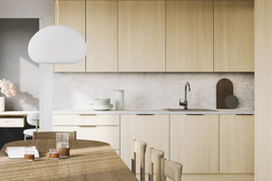 Luonnoskuva Oulun Mustarastaan keittiökalusteista