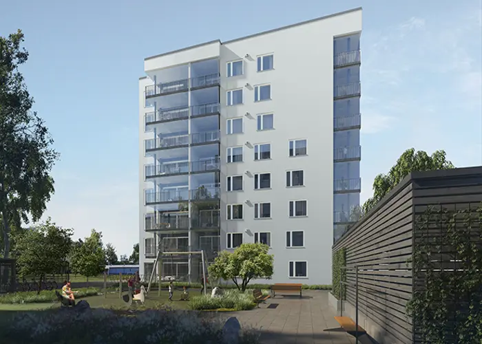 Harten rakentaman Asunto Oy Oulun Lohitornin luonnoskuva julkisvusta