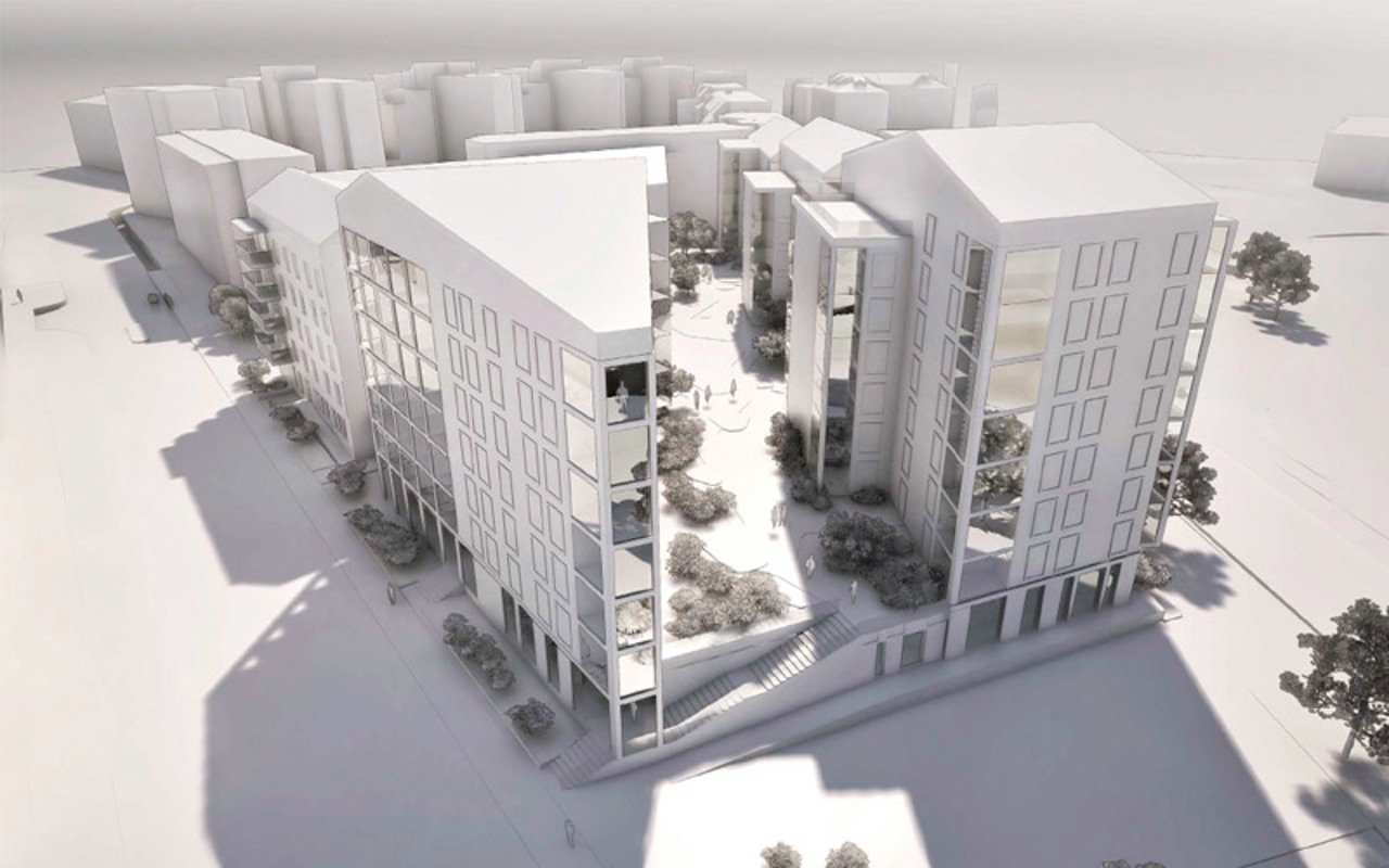 Ilmaperspektiivi luonnoskuva koillisesta Lauttasaaren Heikkiläntien uudesta asuinkorttelista