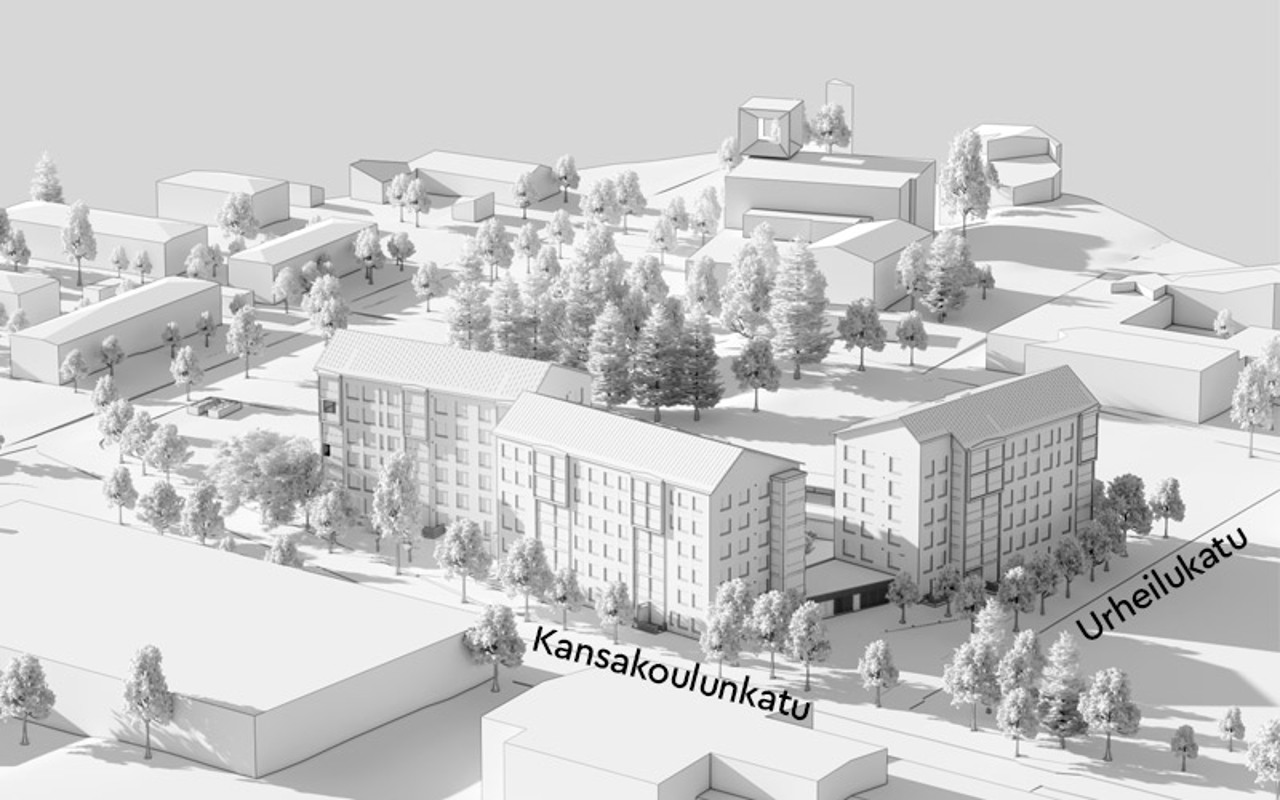 Luonnoskuva ilmasta Järvenpään uuden asuinkorttelin sijainnista