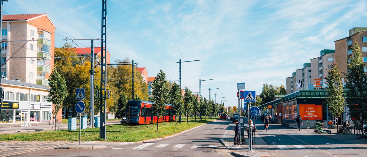 Valokuva Tampereen Sammonkadulta Kaupinkadun risteyksestä