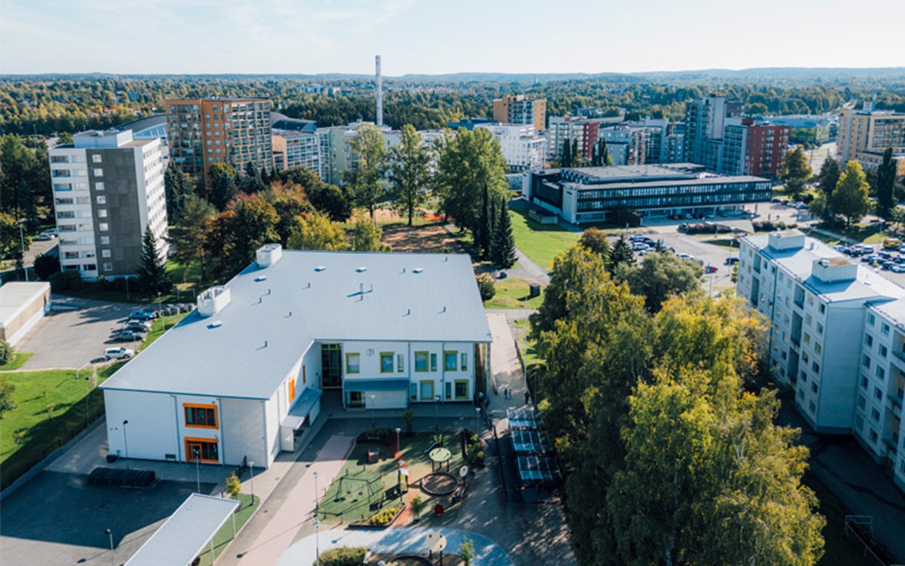 Ilmakuvanäkymä Kalevan Pellervon päiväkodista