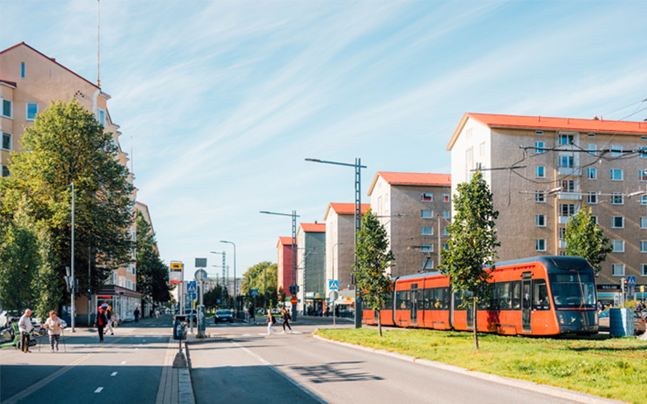 Valokuvanäkymä Tampereen Kalevan Sammonkadun tunnelmasta