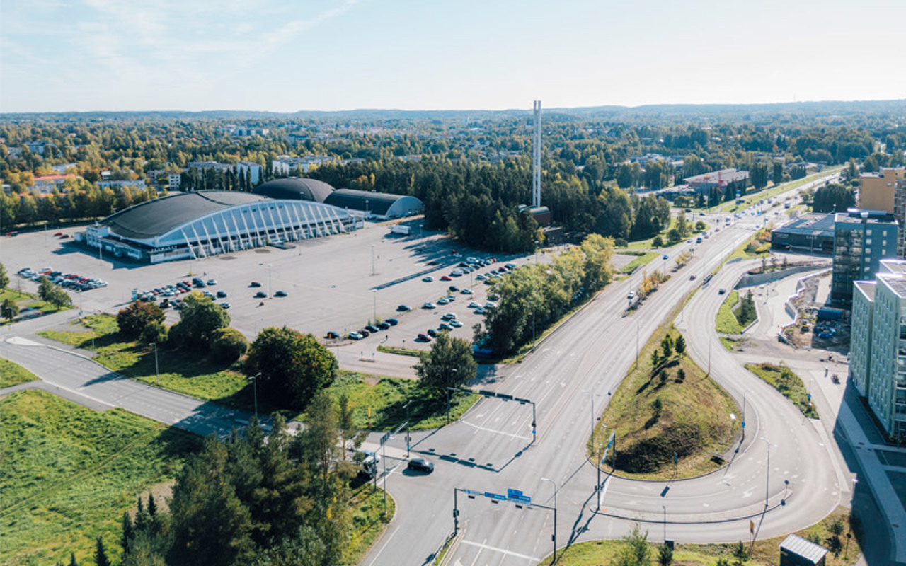 Ilmakuvanäkymä Tampereen jäähallista