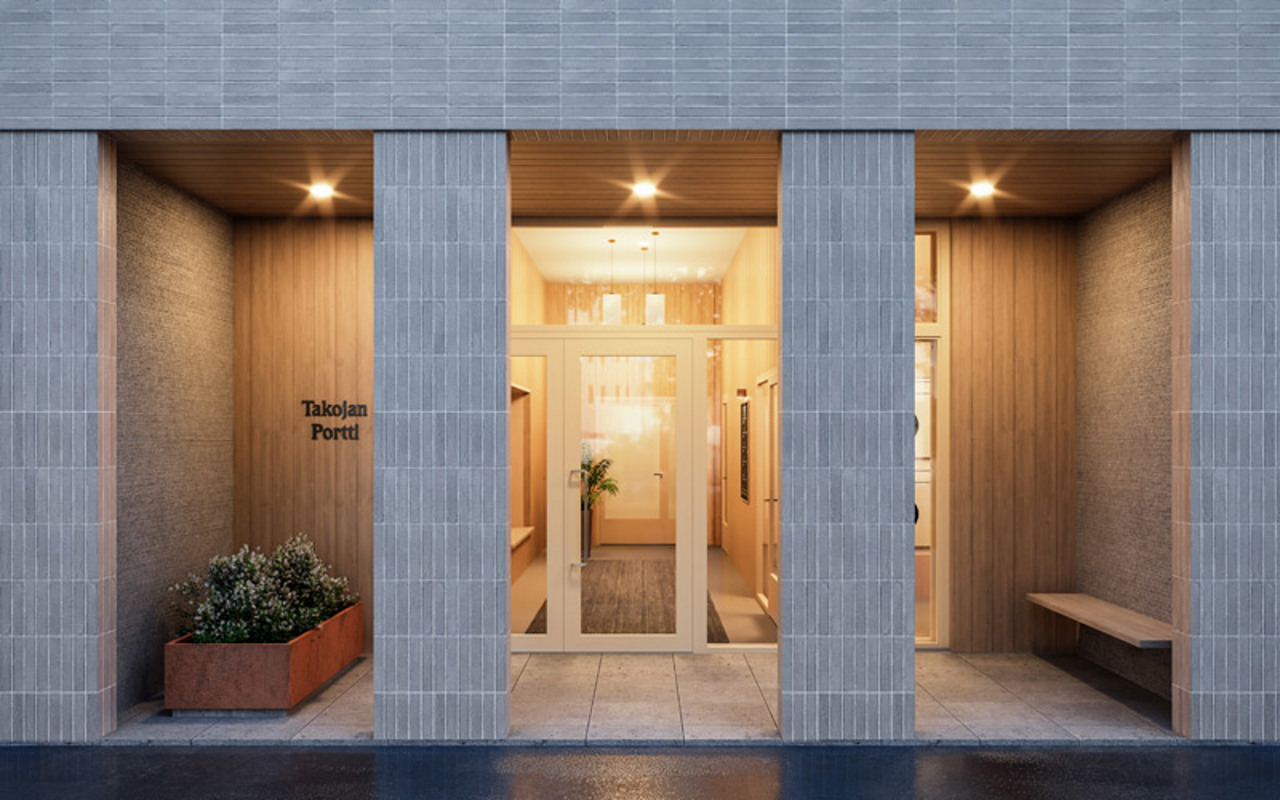 Luonnoskuva Tampereen Takojan Portin sisäänkäynnistä