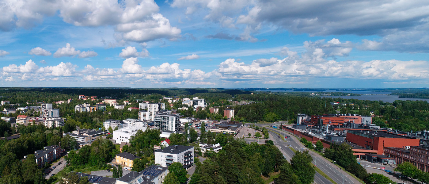 Ilmakuvanäkymä Nokian keskustasta